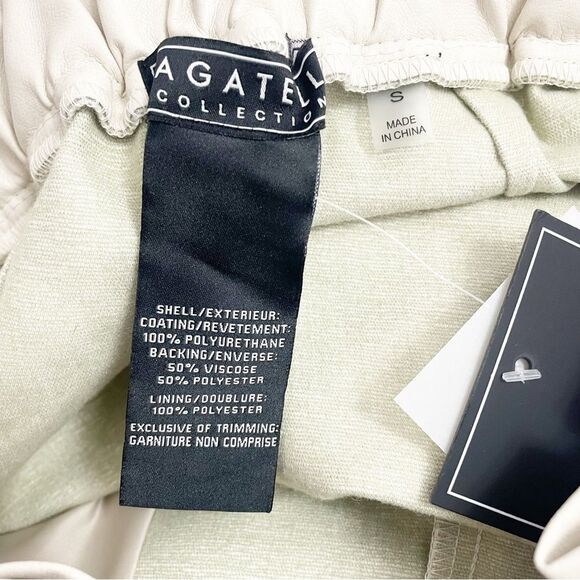 NWT Bagatelle Faux Leather Pants in Natural Cream Size Small Tie Waist Neutral - Picture 11 of 15